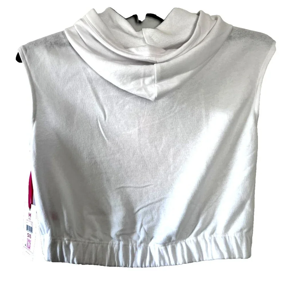 Justice Sport Cropped White Sleeveless Hoodie Girls Size Medium NWT